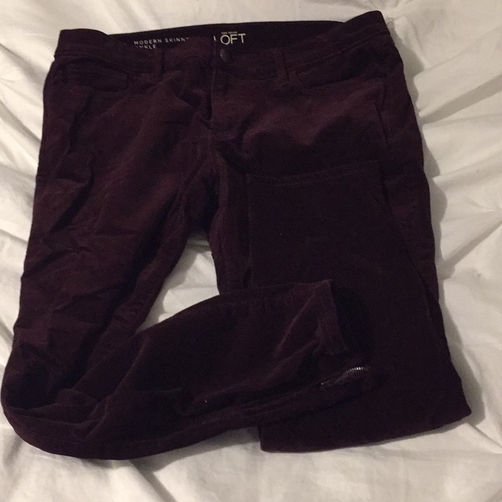 Ann Taylor Loft Burgundy Corduroy Pants